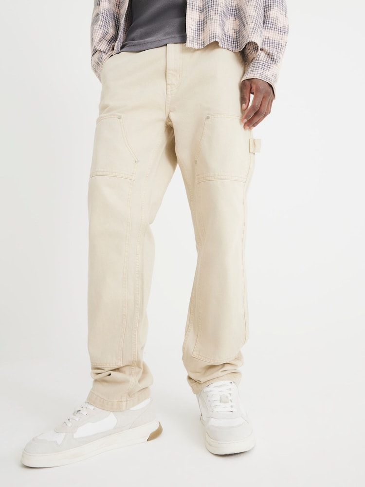River Island Natural 100% Cotton Mufasa Carpenter Jeans - Image 2 of 8 River Island Natural 100% Cotton Mufasa Carpenter Jeans - Image 2 of 8