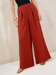 Lipsy Rust High Waisted Wide Leg Trousers - Image 1 of 4