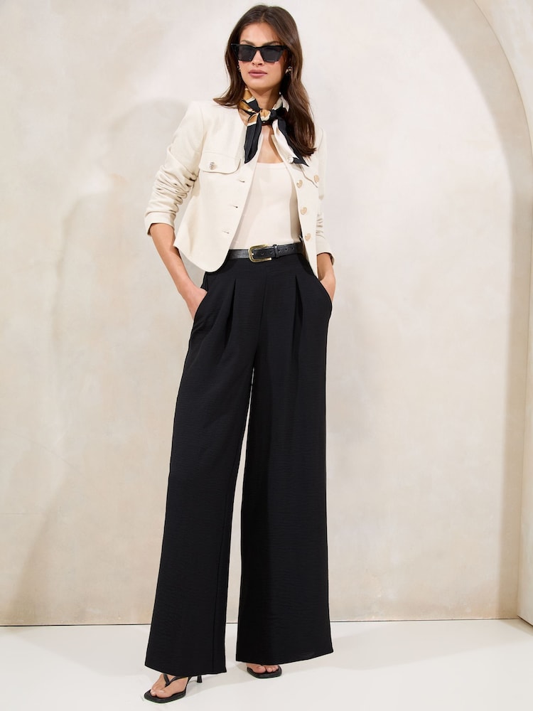 Lipsy Black High Waisted Wide Leg Trousers - Image 2 of 4