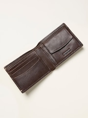 FatFace Chocolate Brown Corner Stitch Detail Leather Wallet - Image 2 of 2