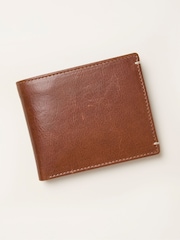 FatFace Tan Brown Corner Stitch Detail Leather Wallet - Image 1 of 2