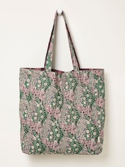 FatFace Burgundy Red Japanese Rose & Meadow Floral Reversible Tote Bag - Image 1 of 2