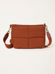 FatFace Dark Orange Quilted Nylon Crossbody Bag - Image 1 of 3