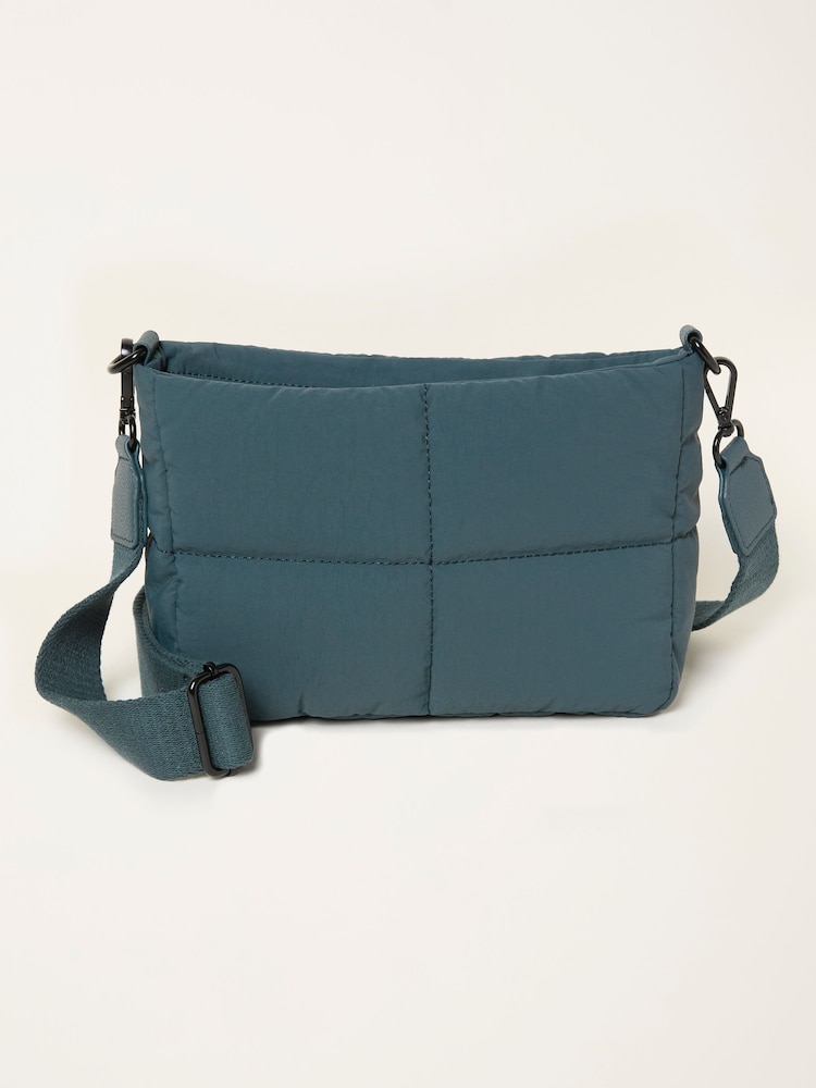 FatFace Teal Blue Quilted Nylon Crossbody Bag - Image 1 of 3