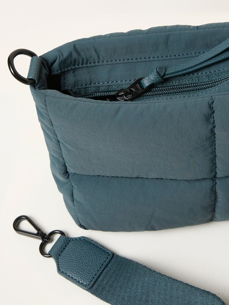 FatFace Teal Blue Quilted Nylon Crossbody Bag - Image 2 of 3