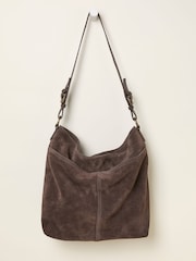 FatFace Molly Chocolate Brown Suede Shoulder Bag - Image 1 of 3