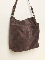 FatFace Molly Chocolate Brown Suede Shoulder Bag - Image 2 of 3