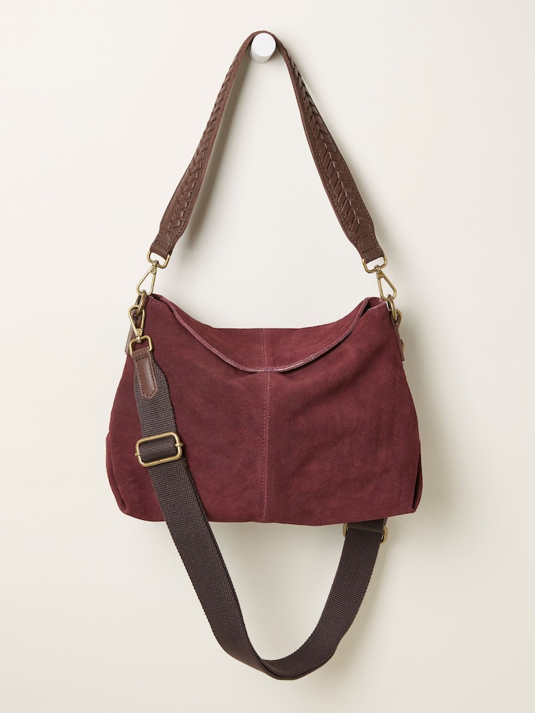 FatFace Burgundy Red Suede Envelope Bag - Image 1 of 3 FatFace Burgundy Red Suede Envelope Bag - Image 1 of 3