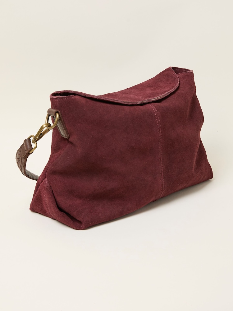 FatFace Burgundy Red Suede Envelope Bag - Image 2 of 3 FatFace Burgundy Red Suede Envelope Bag - Image 2 of 3