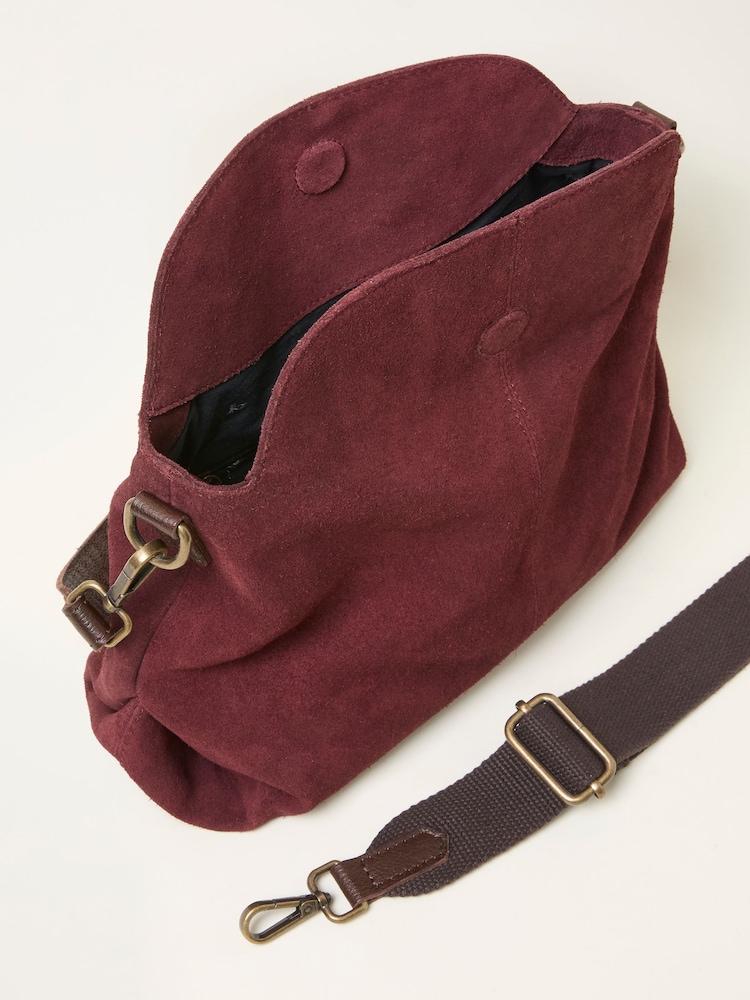 FatFace Burgundy Red Suede Envelope Bag - Image 5 of 5