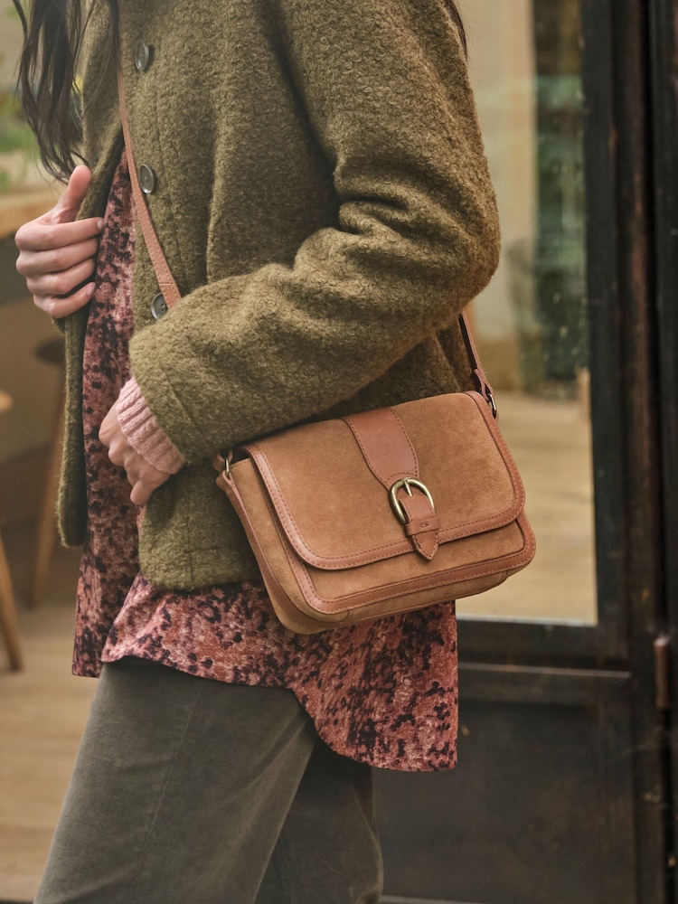 FatFace Mabel Chestnut Brown Buckle Crossbody Bag - Image 1 of 4