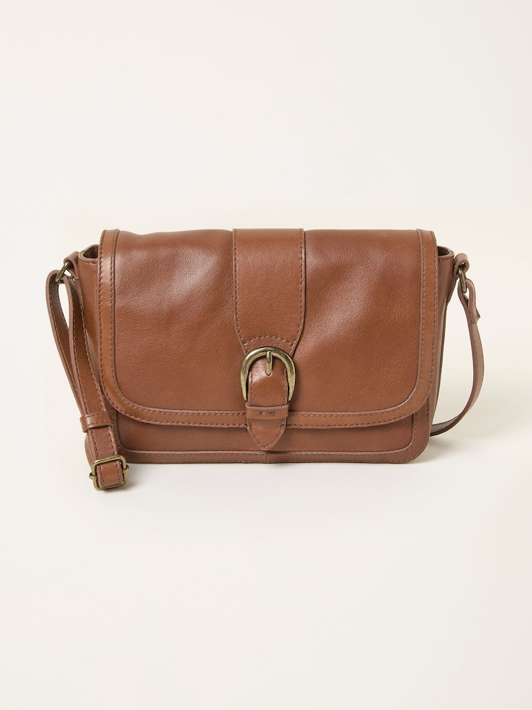 FatFace Mabel Chestnut Brown Buckle Crossbody Bag - Image 2 of 4 FatFace Mabel Chestnut Brown Buckle Crossbody Bag - Image 2 of 4