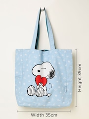 FatFace Blue Heart Snoopy Reversible Tote Bag - Image 3 of 3