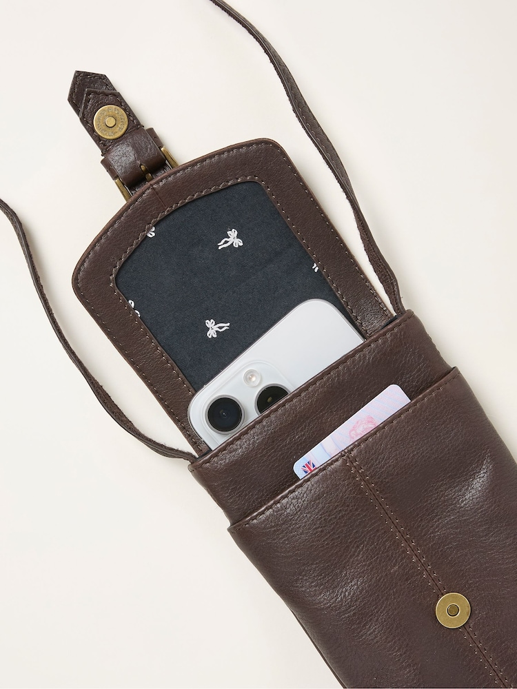 FatFace Florence Chocolate Brown Phone Bag - Image 2 of 2 FatFace Florence Chocolate Brown Phone Bag - Image 2 of 2