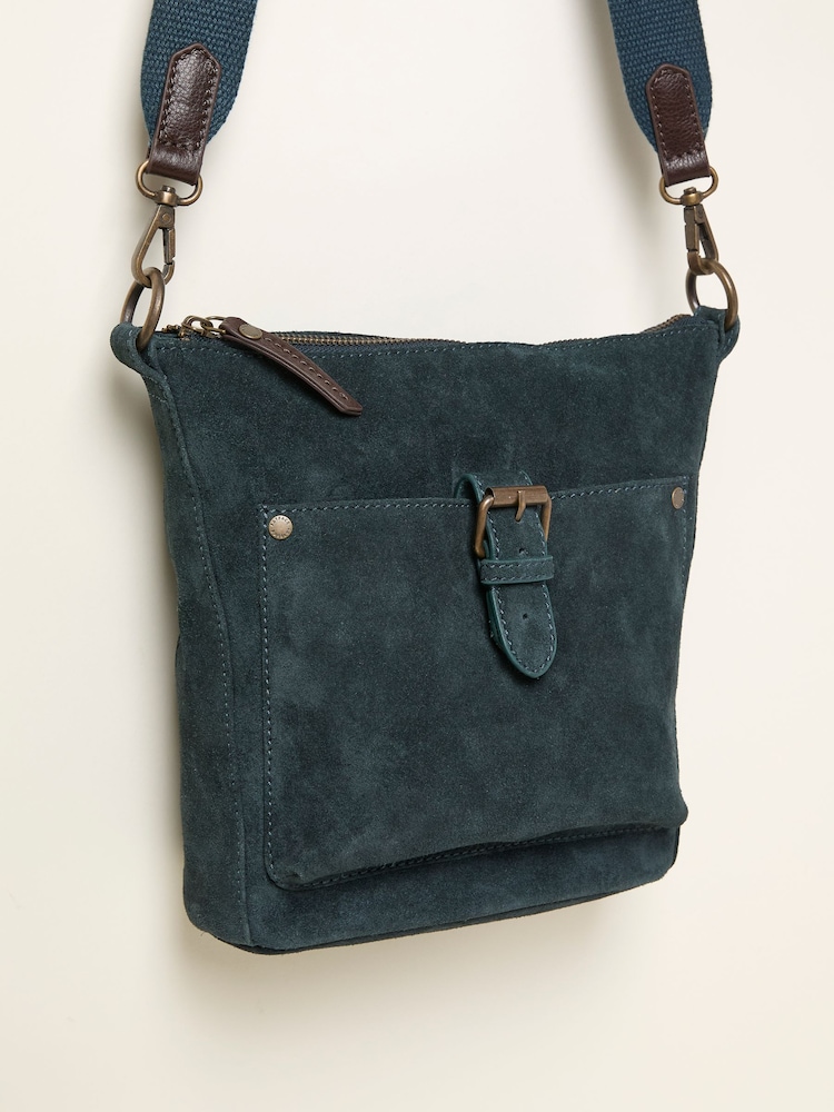 FatFace Sienna Teal Blue Suede Crossbody Bag - Image 2 of 3
