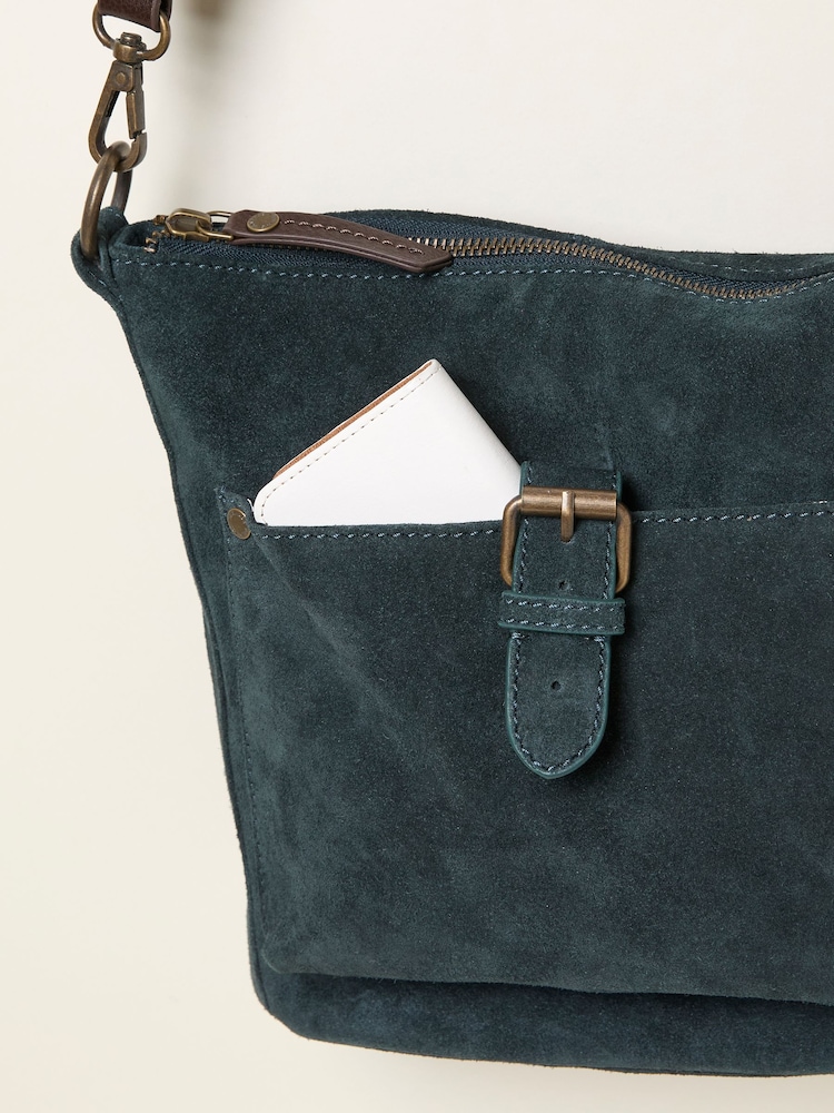 FatFace Sienna Teal Blue Suede Crossbody Bag - Image 3 of 3