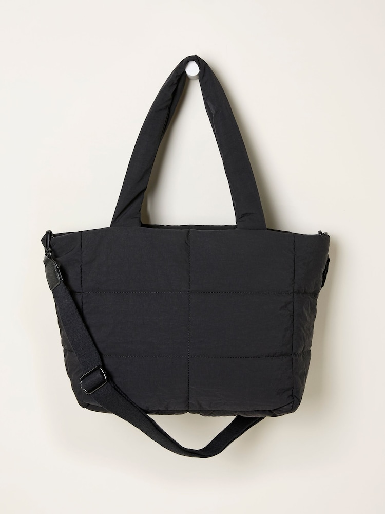FatFace Black Quilted Nylon Tote Bag - Image 1 of 3