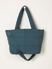 FatFace Teal Blue Quilted Nylon Tote Bag - Image 1 of 3