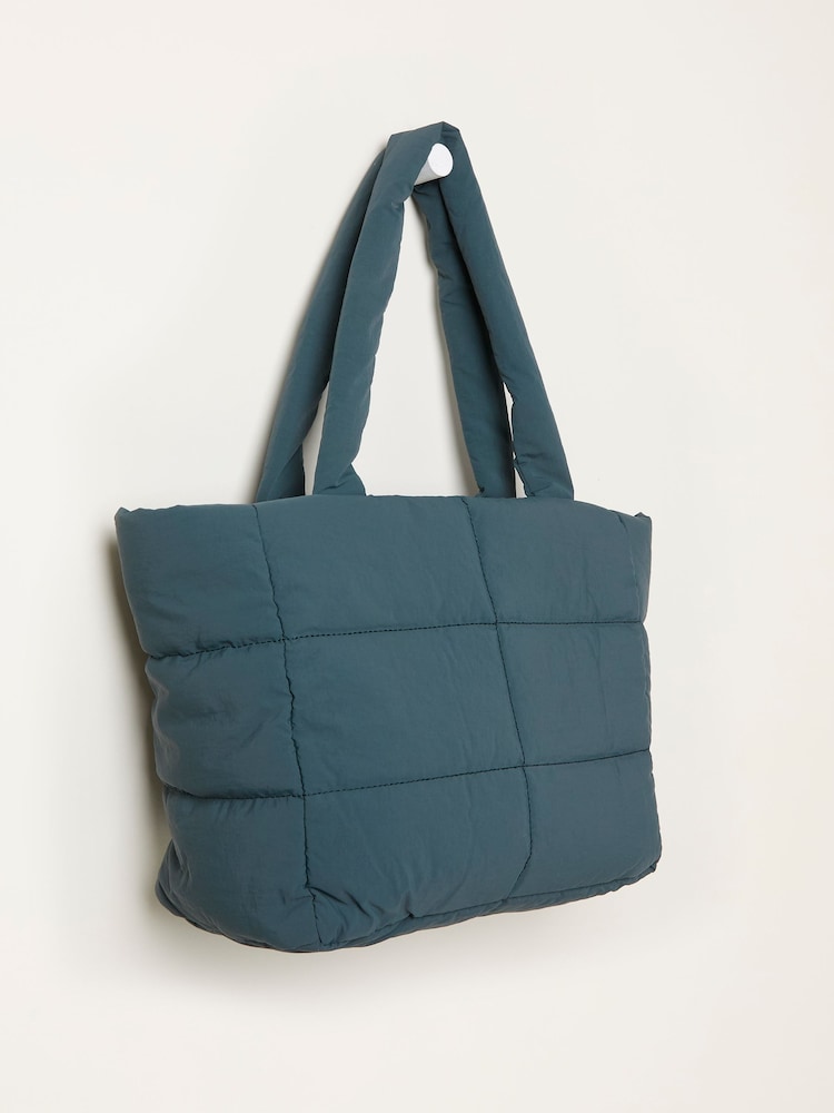 FatFace Teal Blue Quilted Nylon Tote Bag - Image 3 of 3