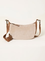 FatFace Tan Brown Borg Suede Mix Sling Bag - Image 1 of 3