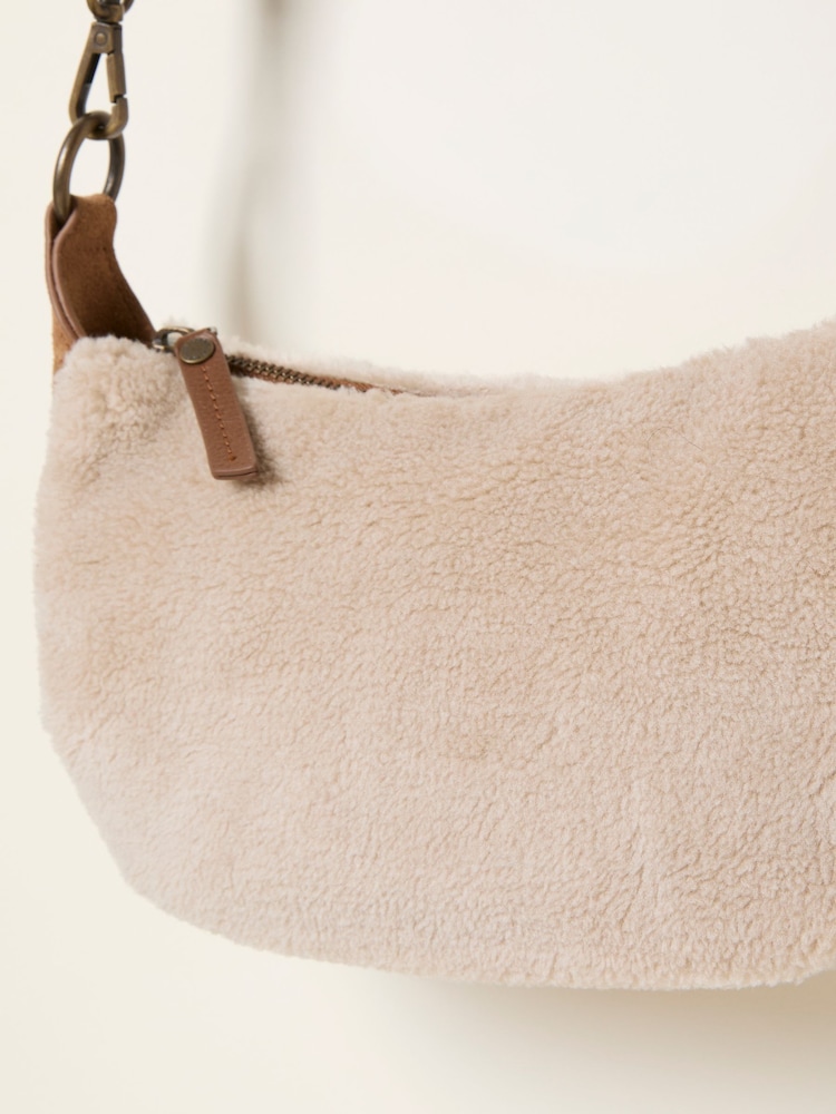 FatFace Tan Brown Borg Suede Mix Sling Bag - Image 2 of 3