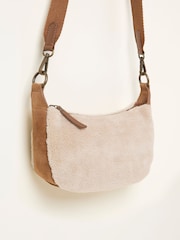FatFace Tan Brown Borg Suede Mix Sling Bag - Image 3 of 3