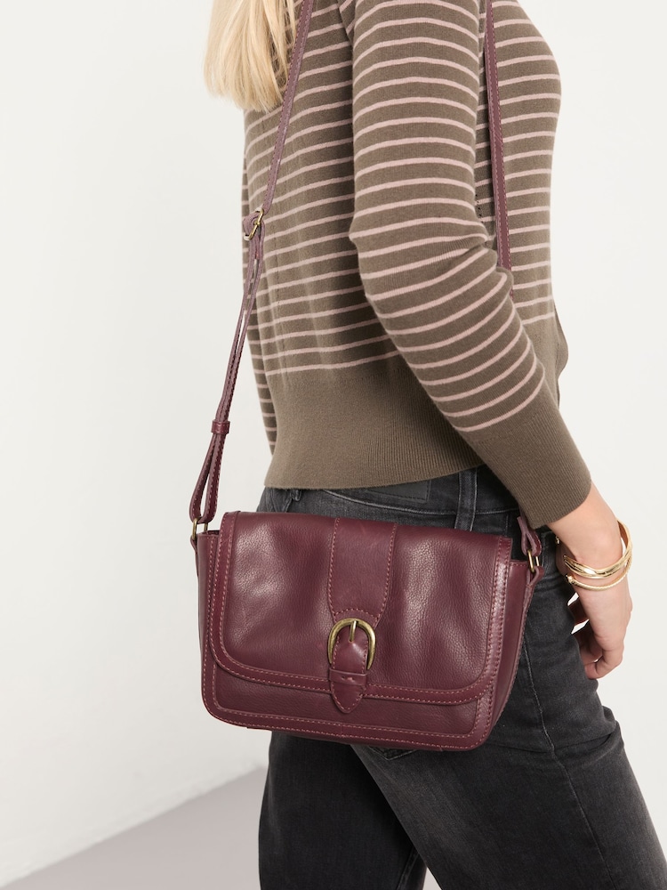FatFace Mabel Burgundy Red Buckle Crossbody Bag - Image 1 of 5