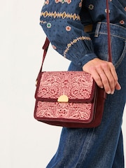 FatFace Burgundy Red Floral Bouquet Crossbody Bag - Image 1 of 5