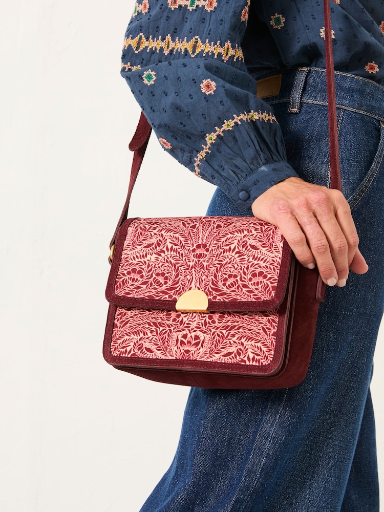 FatFace Burgundy Red Floral Bouquet Crossbody Bag - Image 1 of 5