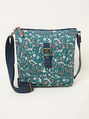 FatFace Navy Canvas Woodland Print Crossbody Bag - Image 1 of 3