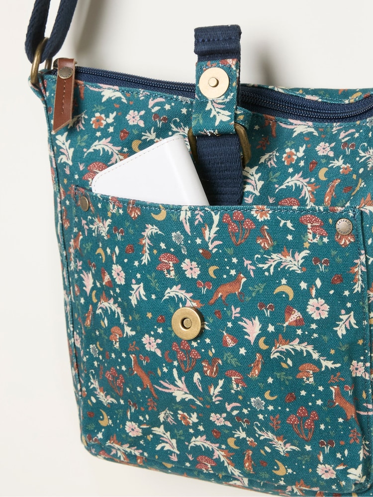 FatFace Navy Canvas Woodland Print Crossbody Bag - Image 3 of 3