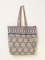 FatFace Chalk White Ornate Paisley Reversible Tote Bag - Image 1 of 2