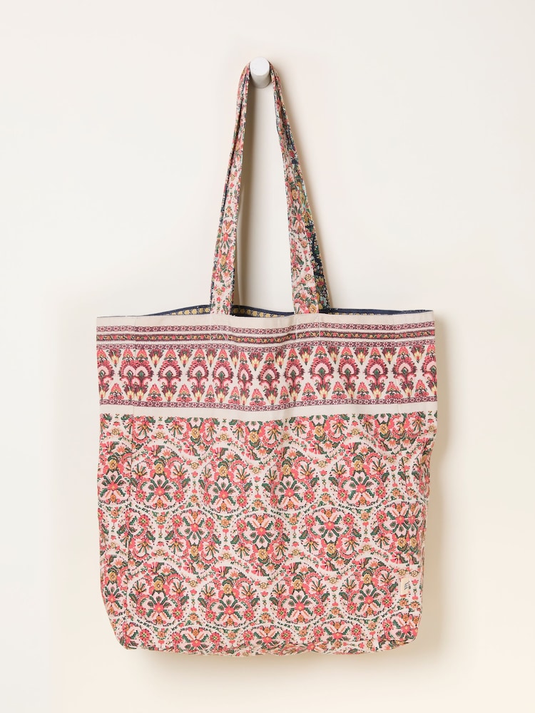 FatFace Chalk White Ornate Paisley Reversible Tote Bag - Image 2 of 2