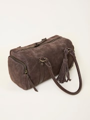 FatFace Chocolate Brown Suede Bowling Bag - Image 5 of 5