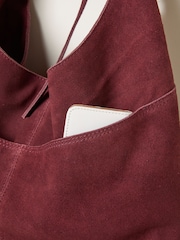 FatFace Burgundy Red Suede Bow Handle Shoulder Bag - Image 2 of 3