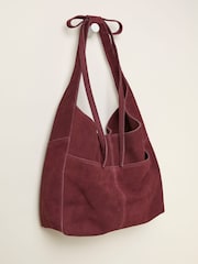 FatFace Burgundy Red Suede Bow Handle Shoulder Bag - Image 3 of 3