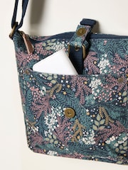 FatFace Teal Blue Canvas Floral Print Crossbody Bag - Image 3 of 3