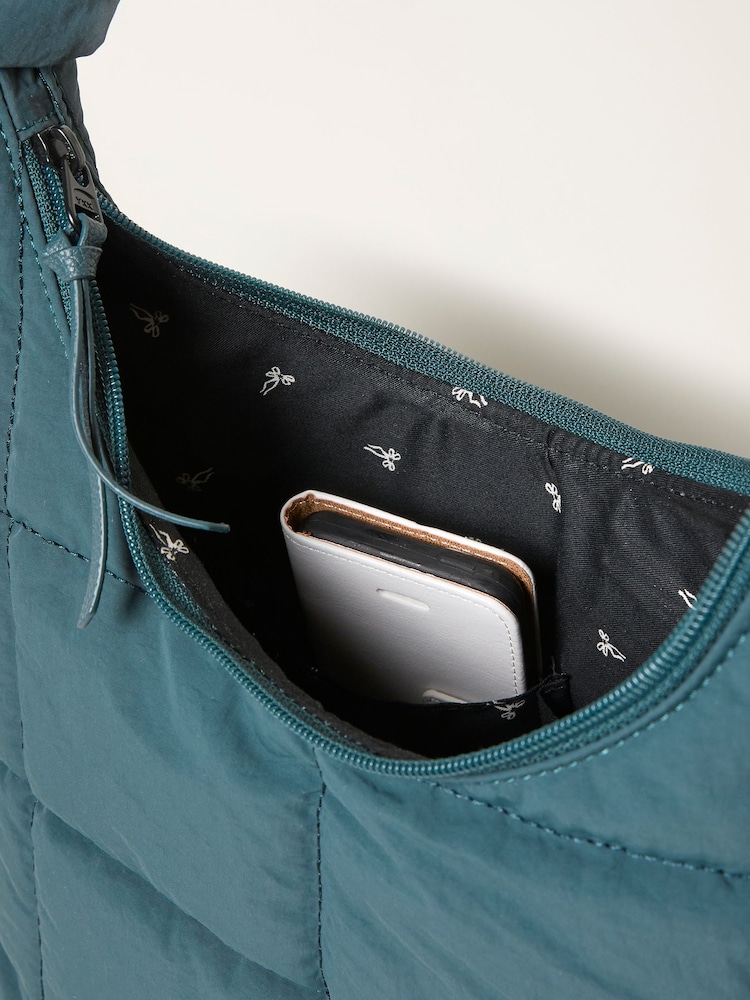 FatFace Teal Blue Quilted Nylon Shoulder Bag - Image 2 of 3
