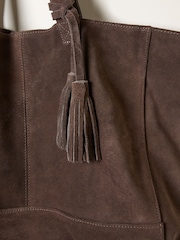 FatFace Margot Chocolate Brown Suede Tote Bag - Image 3 of 3