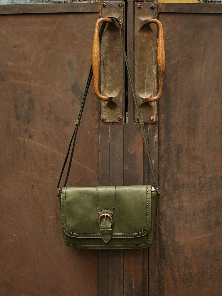 FatFace Mabel Green Buckle Crossbody Bag - Image 1 of 4 FatFace Mabel Green Buckle Crossbody Bag - Image 1 of 4