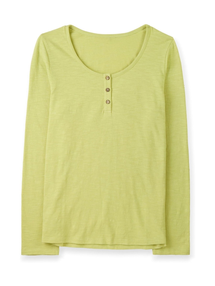 Celtic & Co. Green Slub Jersey Scoop Neck Henley 100% Cotton Top - Image 2 of 4