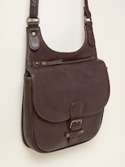 FatFace Anna Chocolate Brown Oiled Crossbody Bag - Image 1 of 2