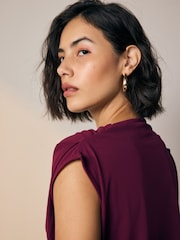 Berry Red High Neck Sleeveless Drape Cowl Top - Image 5 of 8