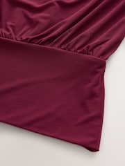 Berry Red High Neck Sleeveless Drape Cowl Top - Image 8 of 8