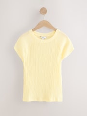 Lemon Yellow Raglan Short Sleeve Textured Top - Image 6 of 8
