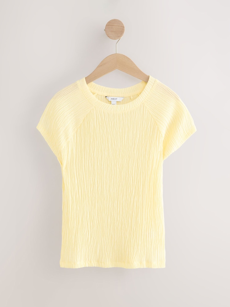 Lemon Yellow Raglan Short Sleeve Textured Top - Image 6 of 8