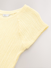 Lemon Yellow Raglan Short Sleeve Textured Top - Image 7 of 8