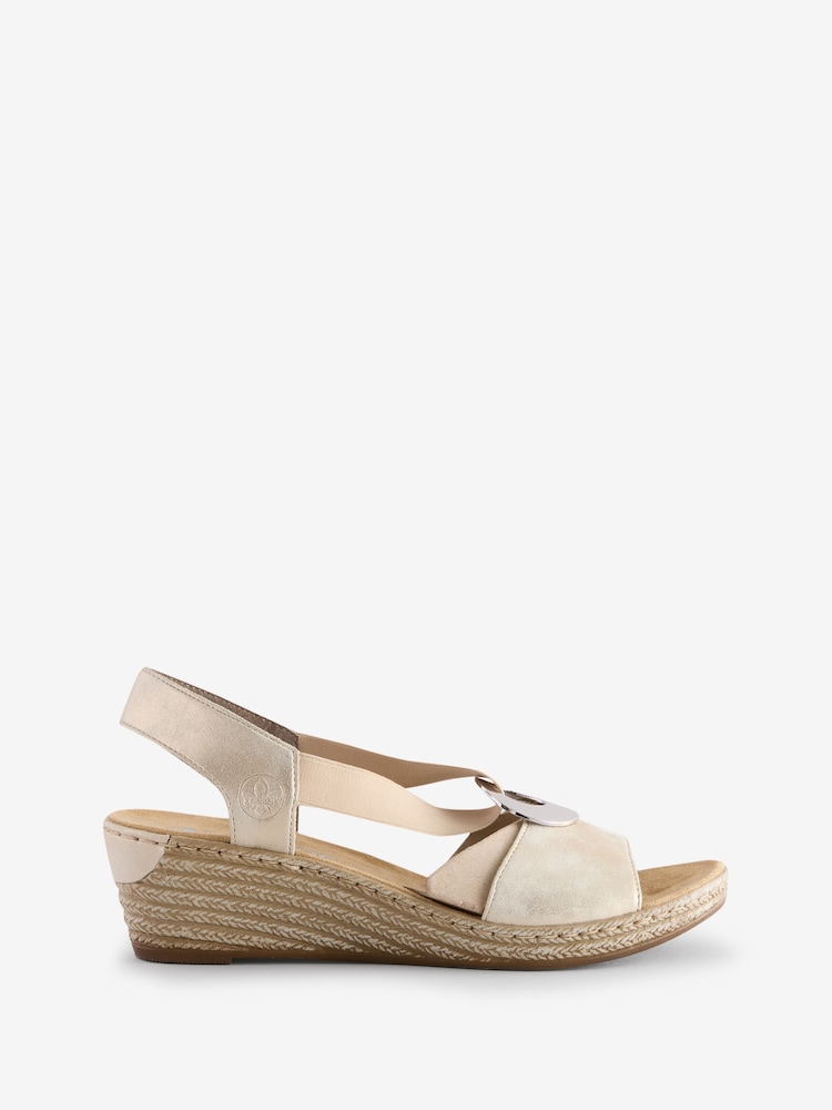 Rieker Womens Cream Elasticated sandals - Image 2 of 7
