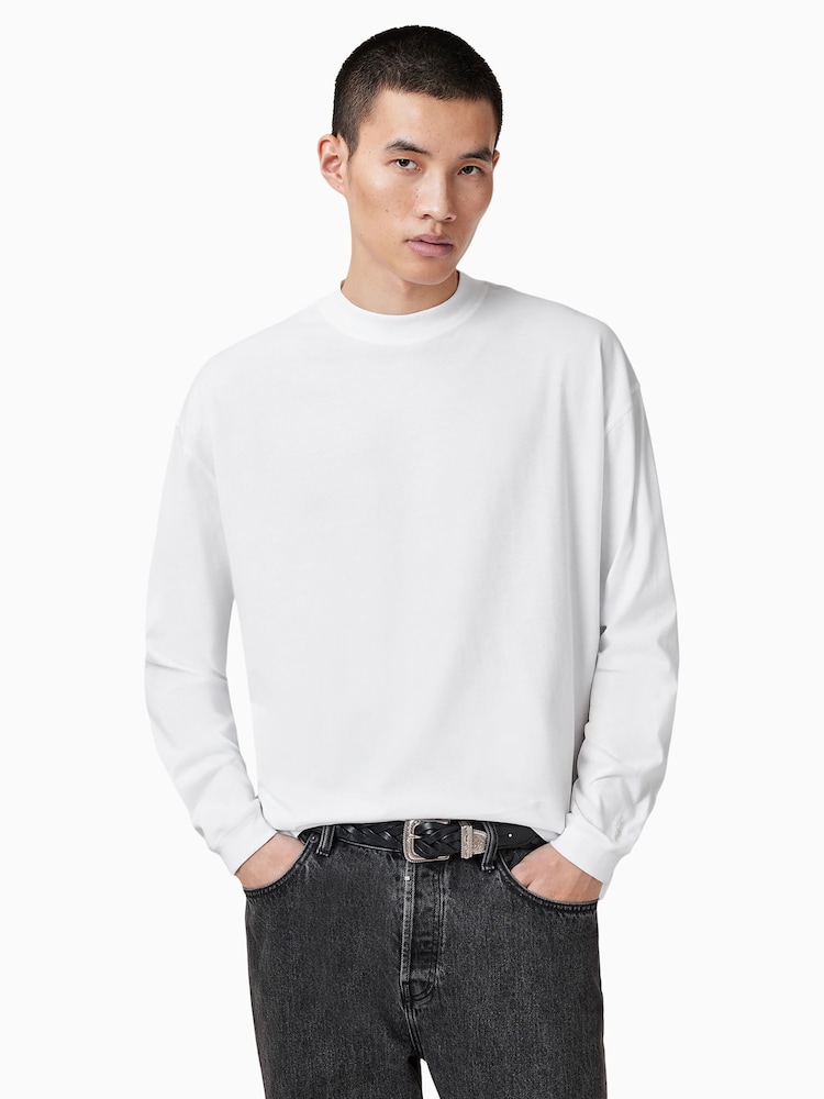 AllSaints White 100% Organic Cotton Finn Crew T-Shirt - Image 1 of 7