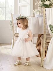Mamas & Papas Organza Flower White Dress - Image 1 of 4